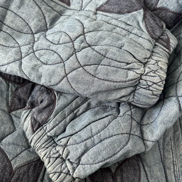 Free‎ People Blue Quilted Chambray Jacket with Floral Pattern Size Large NWT - Picture 10 of 10